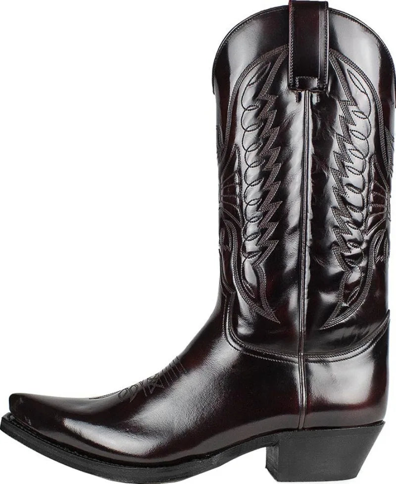 Botas texanas de punta afinada con detalles bordados