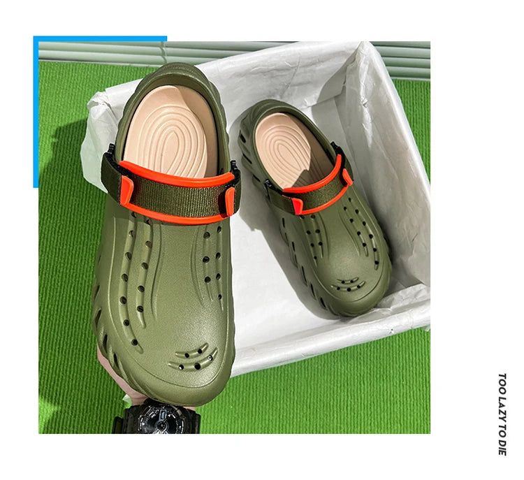 Zuecos de hombre de EVA con diseño calado y base elevada