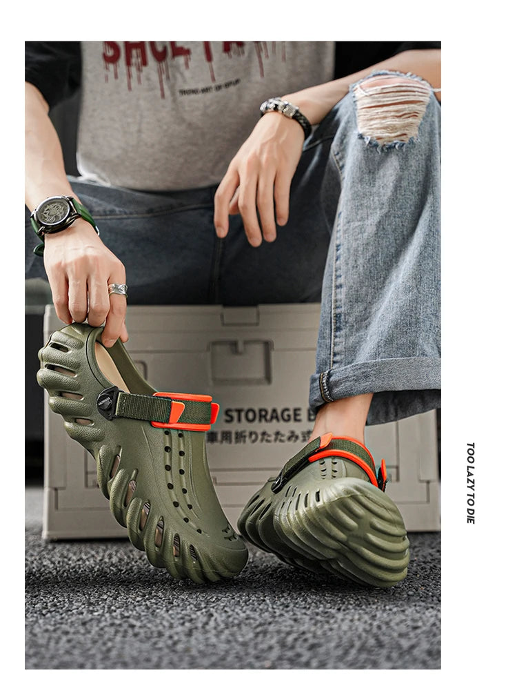 Zuecos de hombre de EVA con diseño calado y base elevada