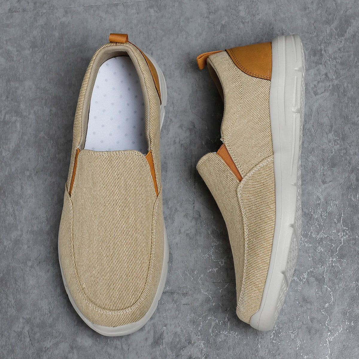 Zapatillas de lona para hombre sin cordones y punta redonda