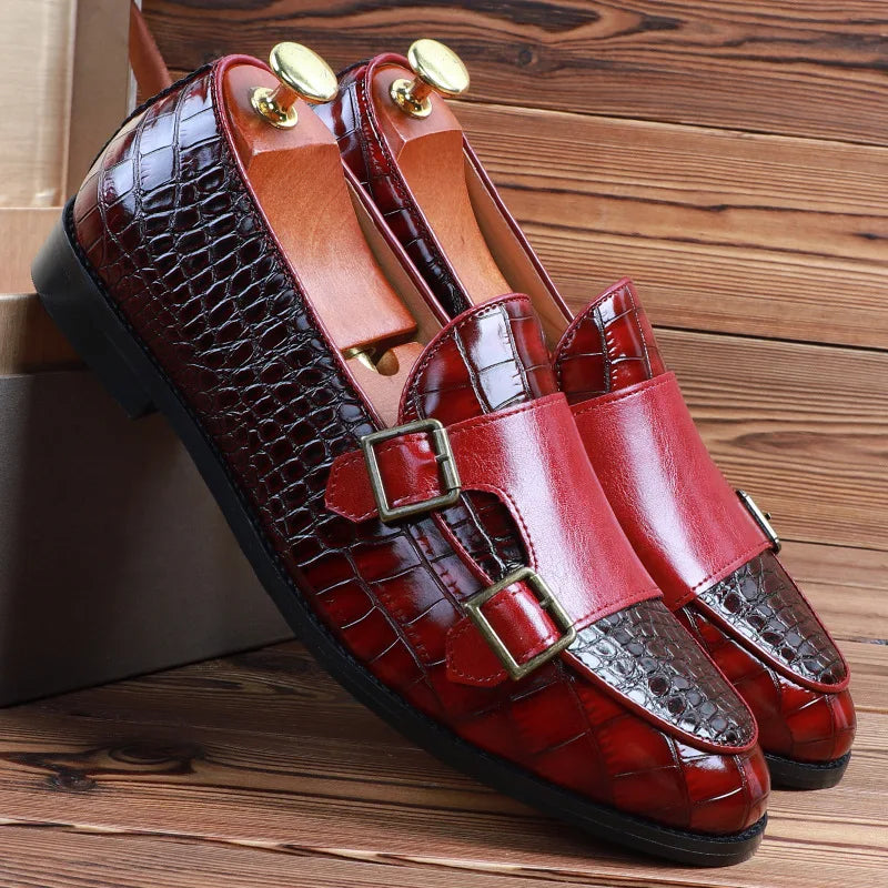 Zapatos de vestir de hombre con doble hebilla y punta fina