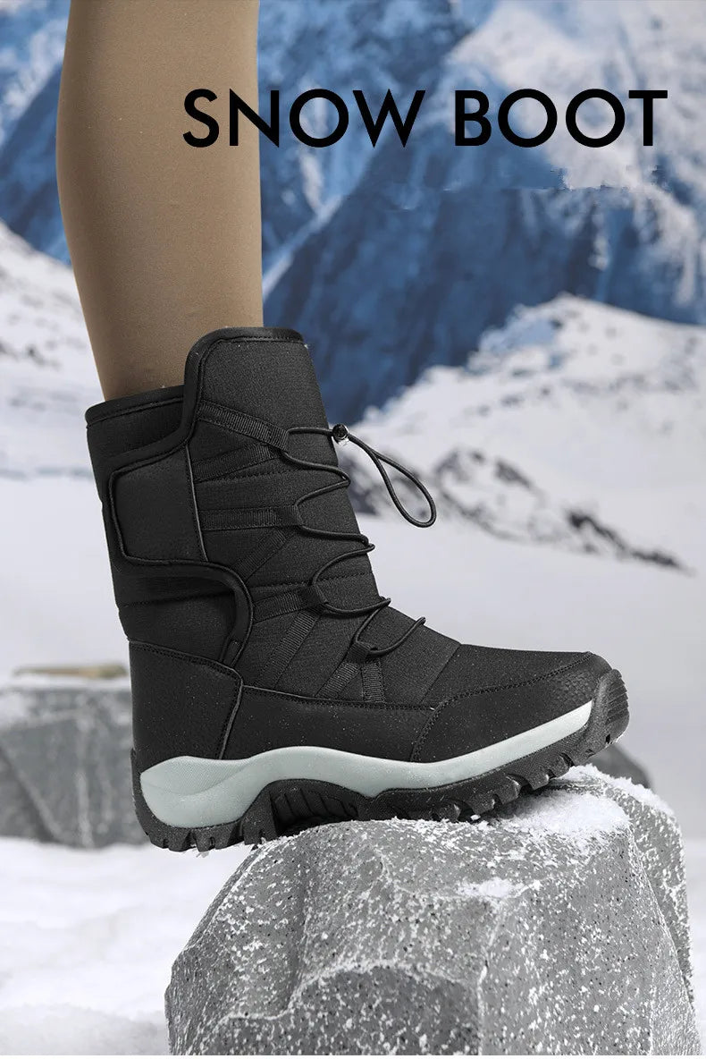 Botas de invierno de tejido elástico con interior de peluche