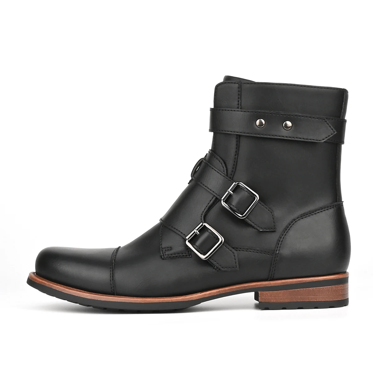 Botas de hombre con cierre lateral y hebilla de estilo retro