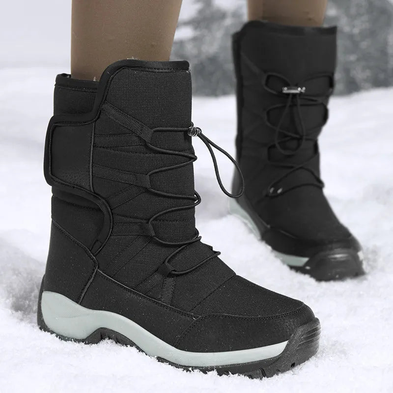 Botas de invierno de tejido elástico con interior de peluche