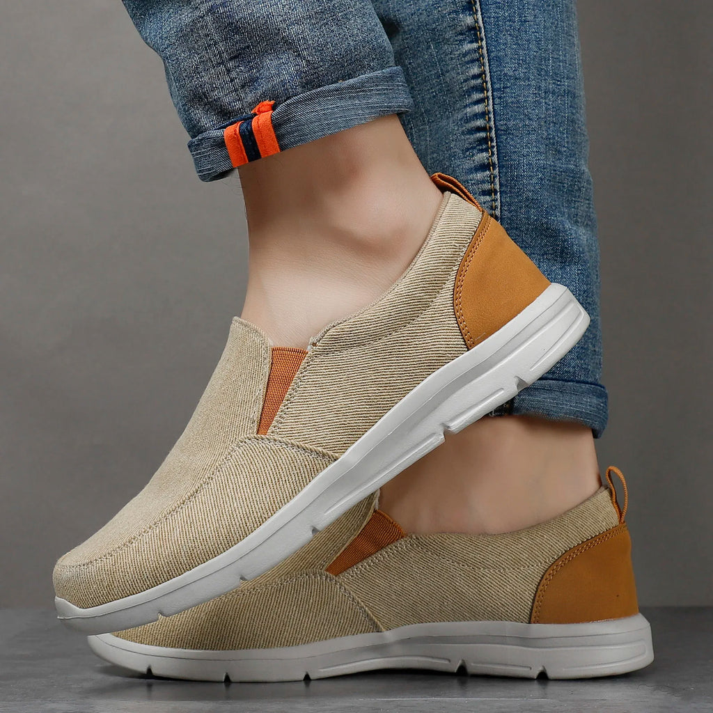Zapatillas de lona para hombre sin cordones y punta redonda