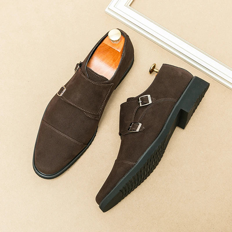 Zapatos monk de doble hebilla con punta cuadrada