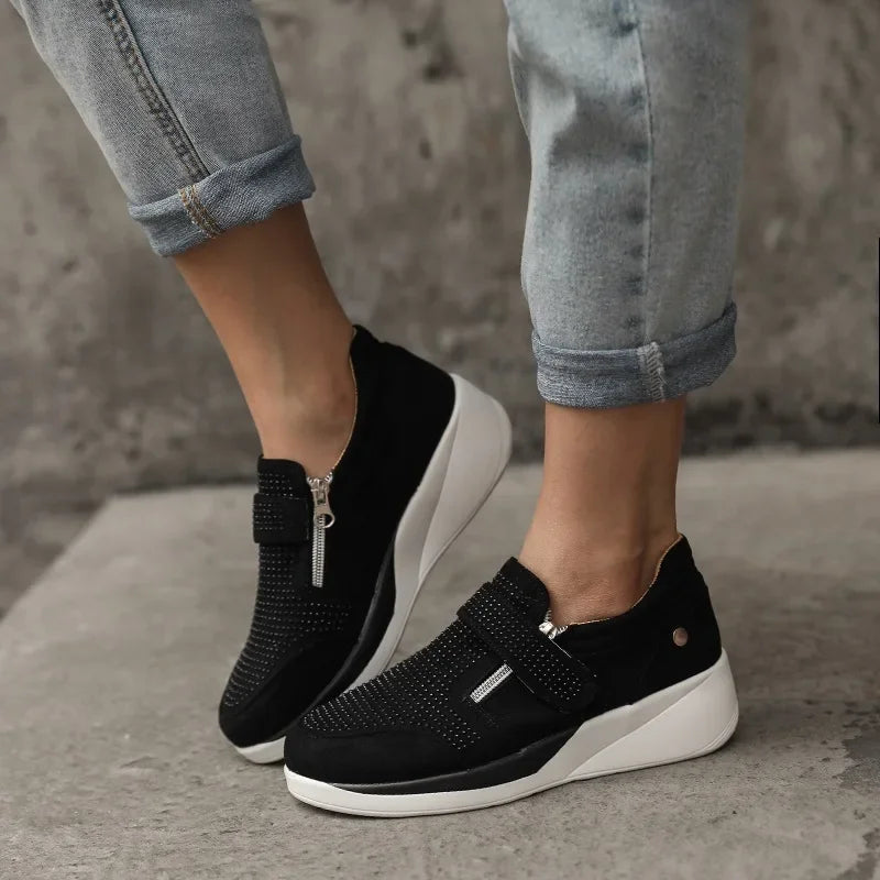 Zapatillas de mujer de algodón con abrojo y base media