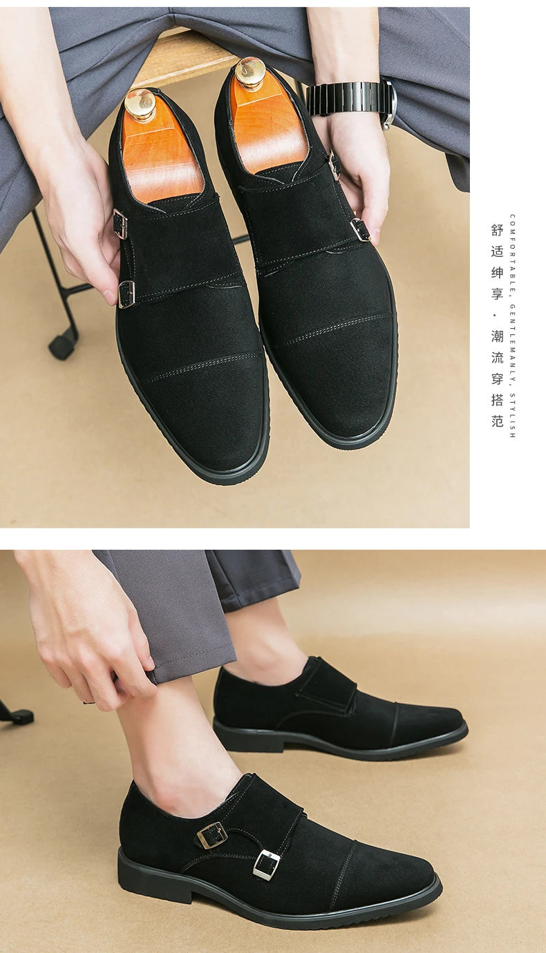 Zapatos monk de doble hebilla con punta cuadrada