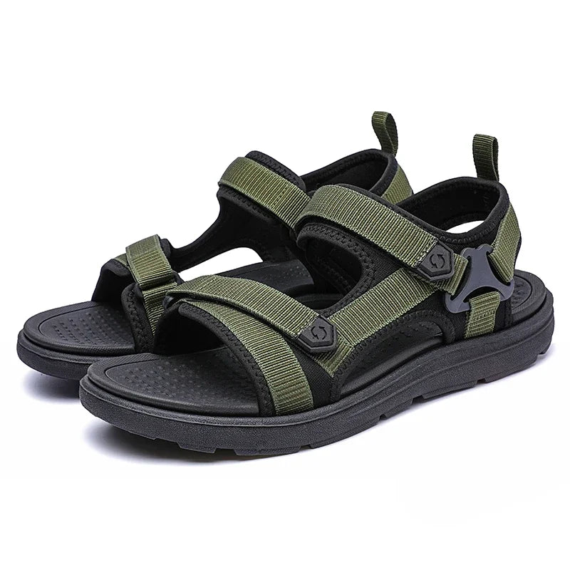 Sandalias de cuero sintético con abrojo y base de EVA