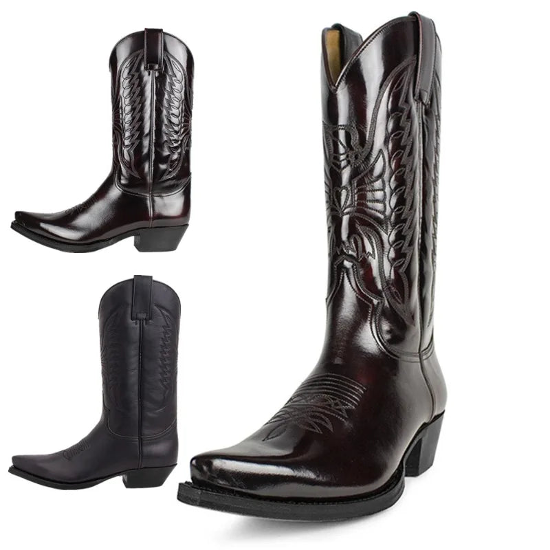 Botas texanas de punta afinada con detalles bordados